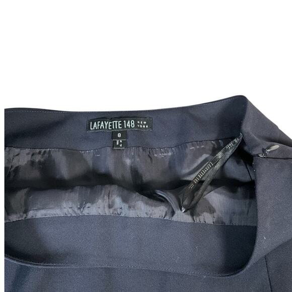 Lafayette 148 New York Navy Blue Pencil Skirt Size 8 Knee Length  Work Wear - Picture 7 of 11